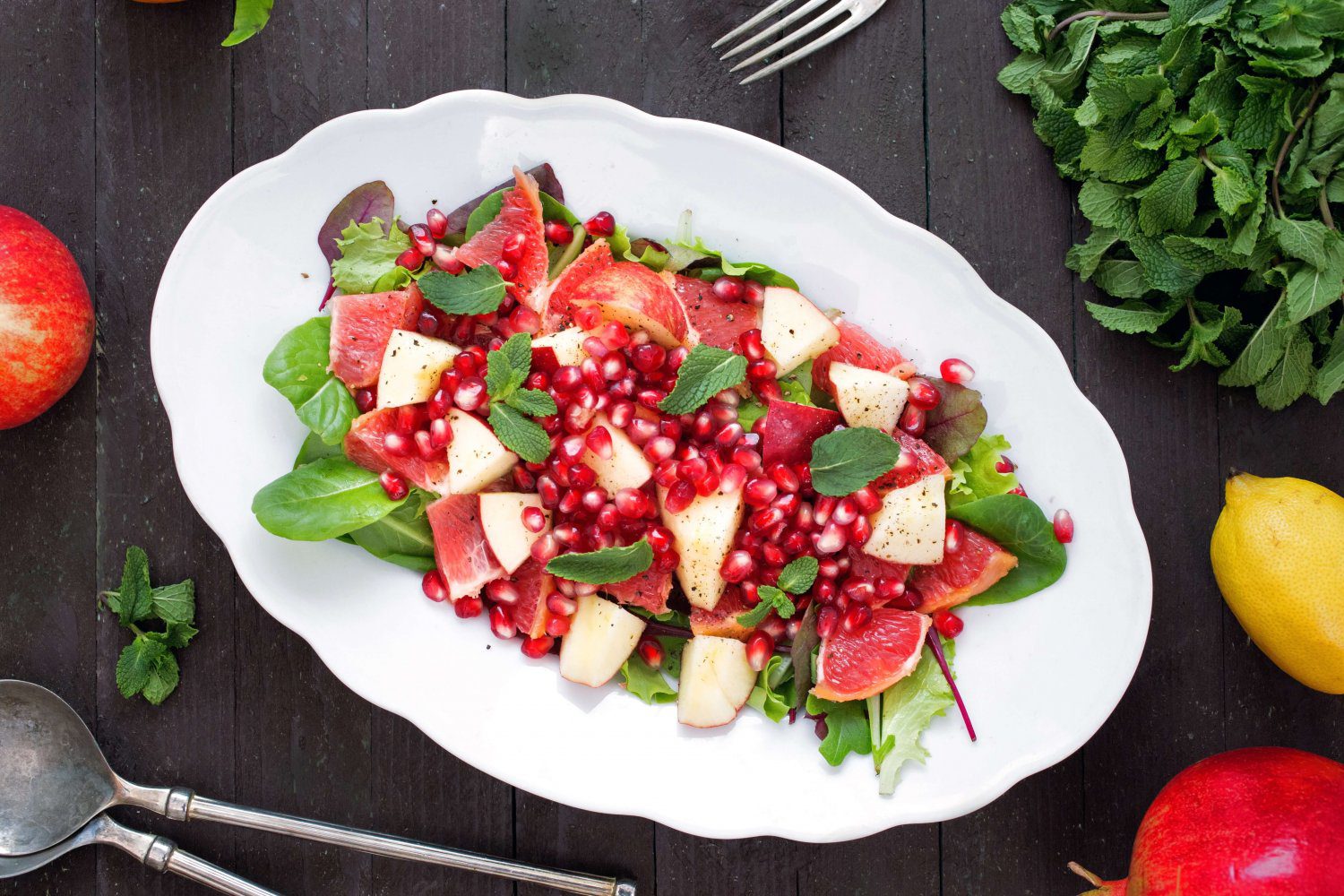 Apple, Grapefruit, Pomegranate Salad - Forks Over Knives