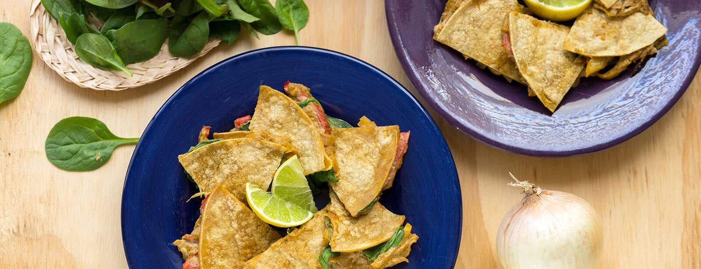 Caramelized Onion & Pepper Vegan Quesadillas