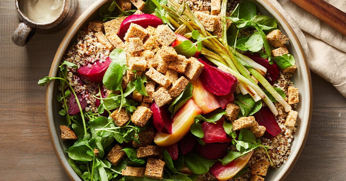 Roasted Beet Salad with Baby Leeks - Forks Over Knives