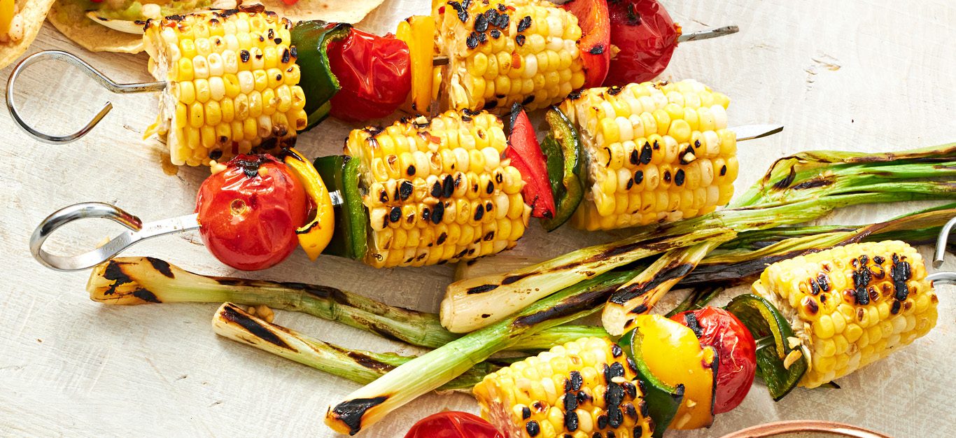 Veggie Fajita Kabobs with Corn and Peppers - Forks Over Knives