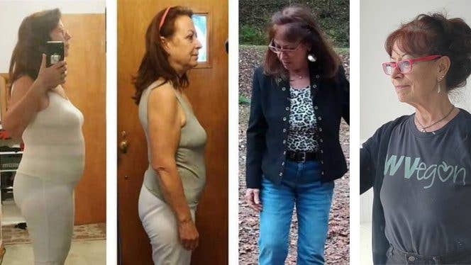 wendy swiger before and after adopting a plant-based diet for weight loss and heart disease