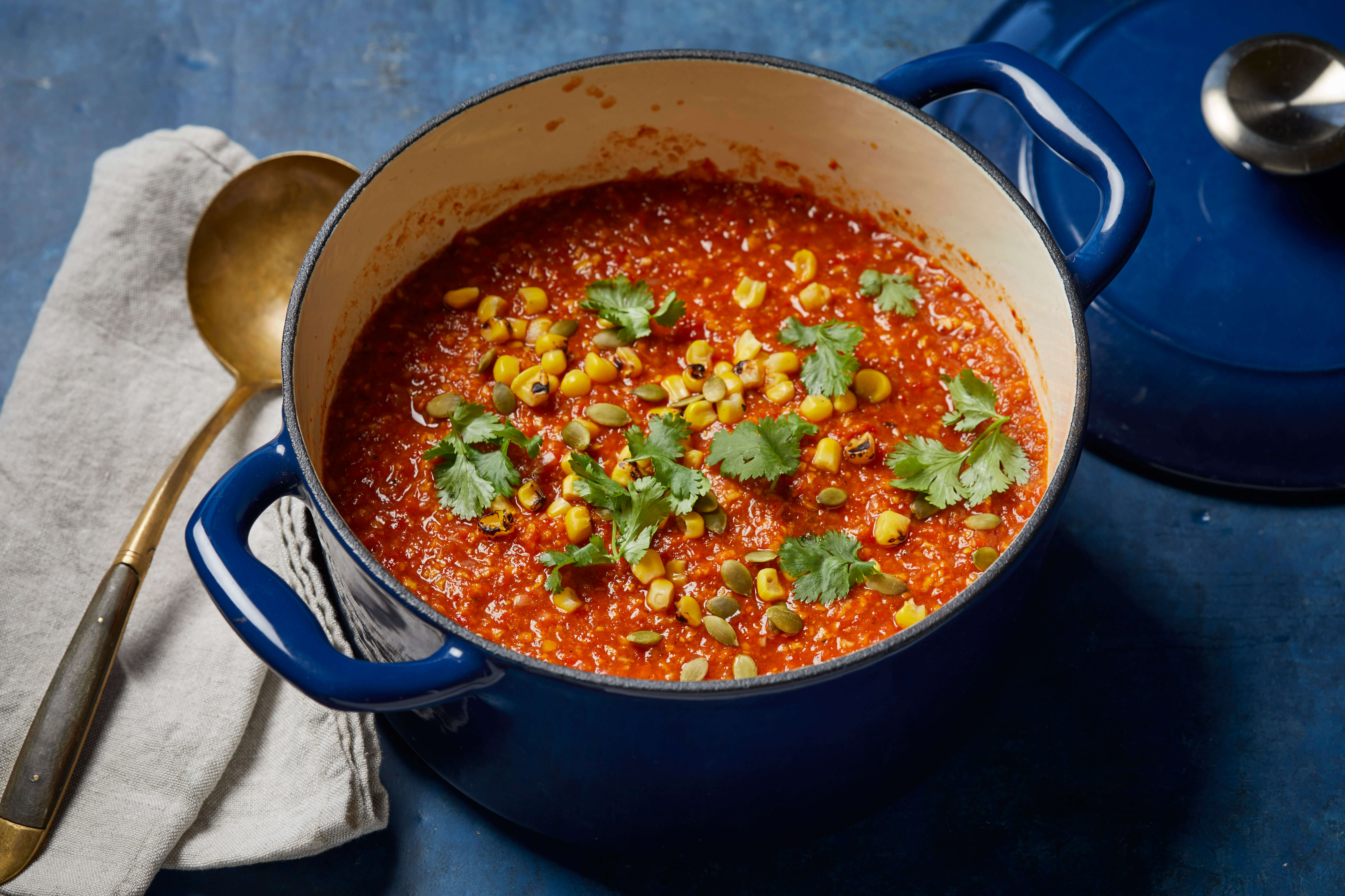 Mexican-Spiced Corn and Roasted Red Pepper Soup