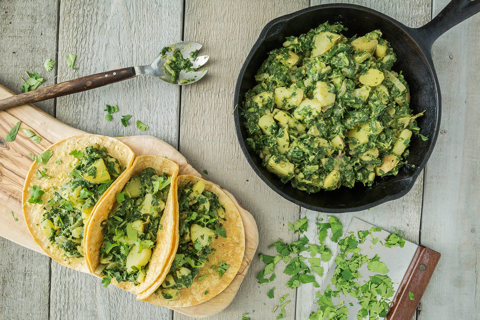 Spinach-Potato Tacos