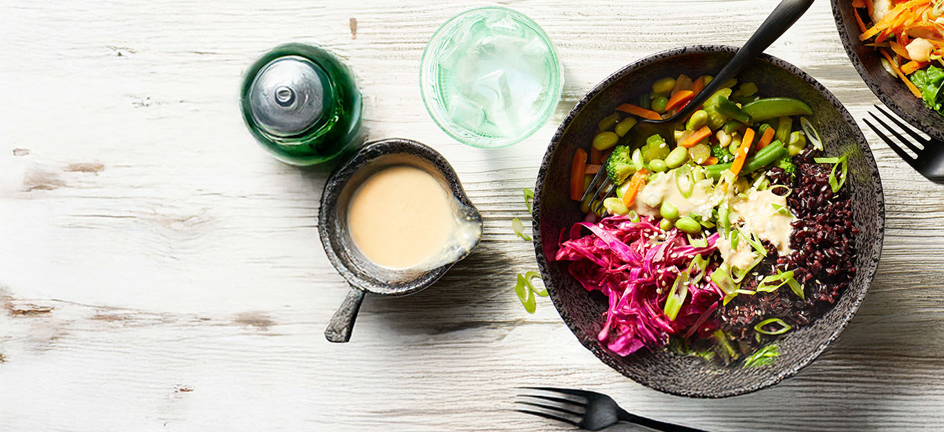 Forbidden Rice Bowl with Quick-Pickled Cabbage