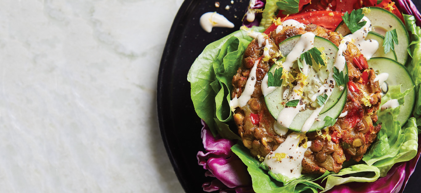 Lebanese Lentil Burgers in Cabbage Pockets