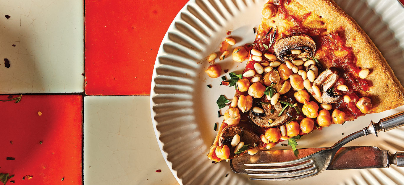Vegan Mushroom and Chickpea Pizza with Rosemary