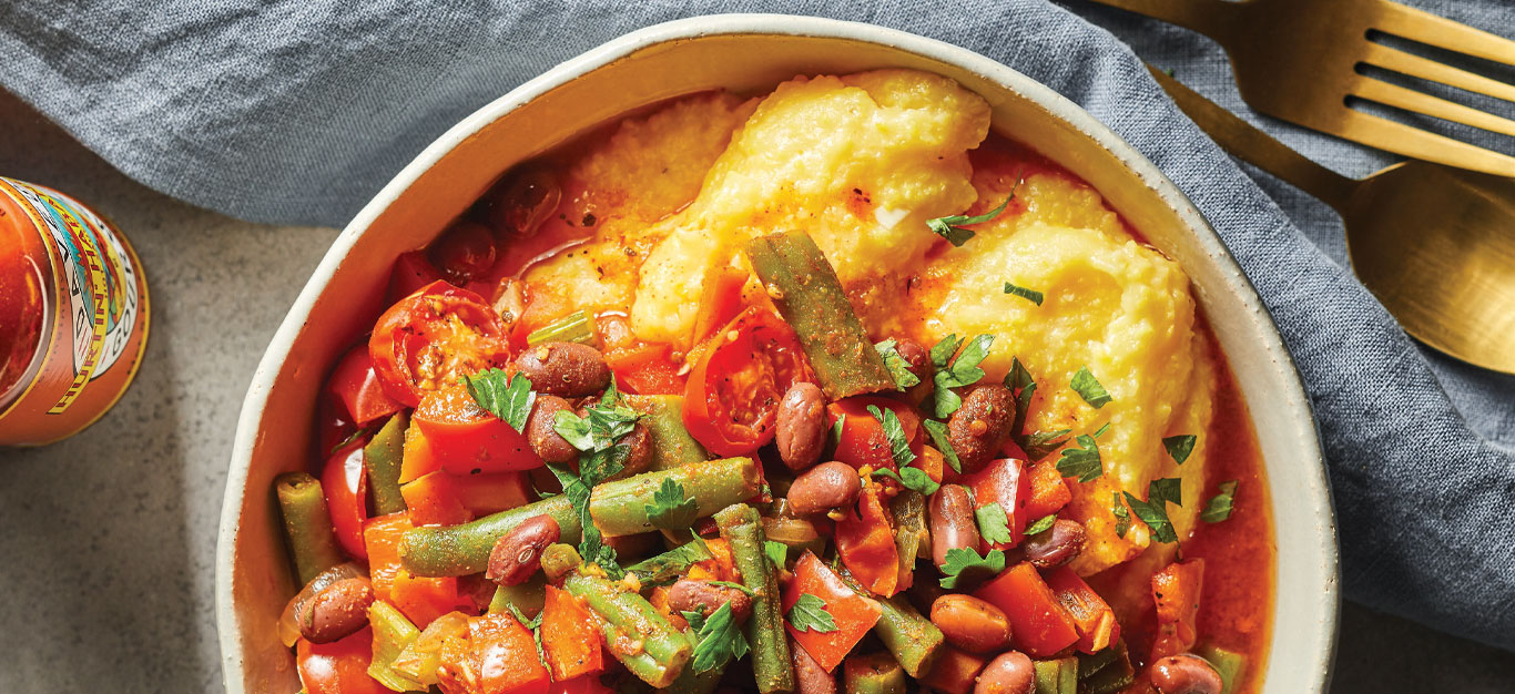 Spicy Cajun Hash on Grits