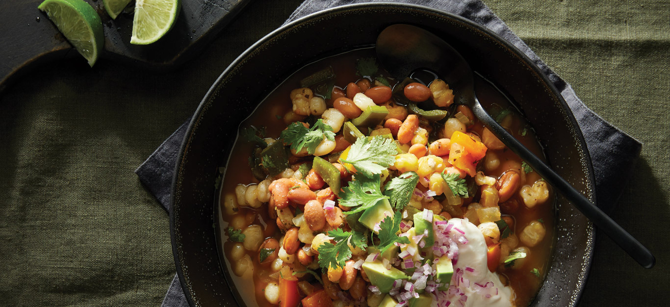 Pinto Bean and Hominy Soup