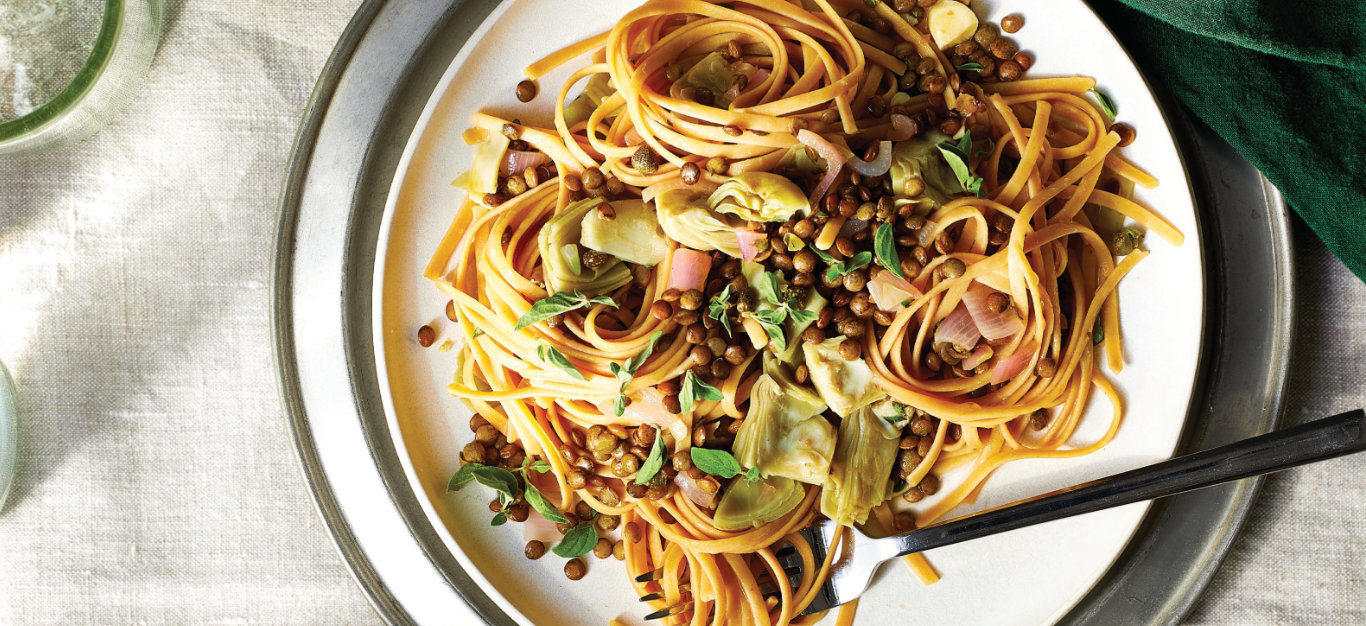 Linguine with Artichokes and Lentils Recipe - Forks Over Knives