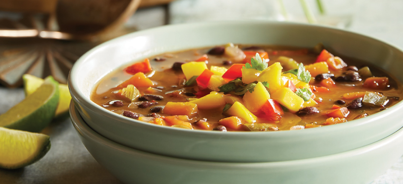 Jerk Black Bean Soup with Mango Salsa
