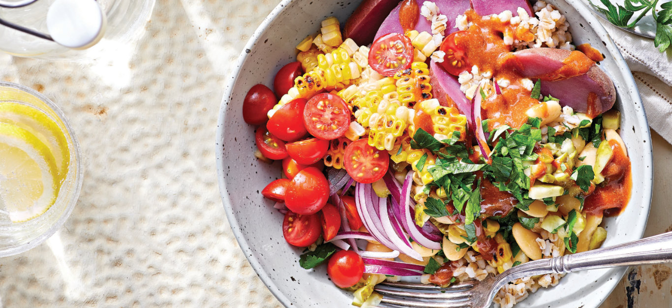 Rainbow Veggie Barley Bowl