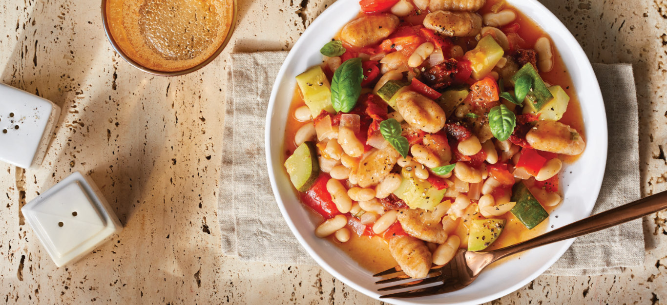 Quick Gnocchi with Zucchini, Tomato, and White Beans