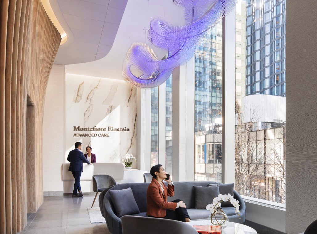 The lobby of Montefiore Manhattan West, site of plant-based vegan cardiology clinic