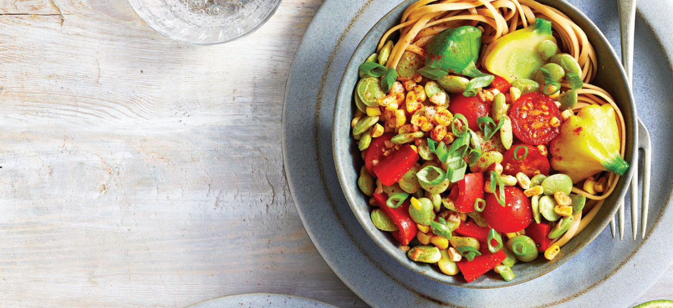 Summer Squash Succotash with Noodles