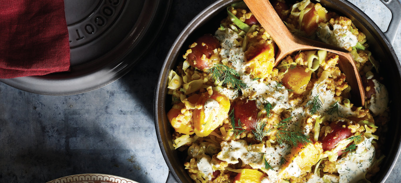 Kasha Pot with Potatoes, Cabbage, and Golden Beets