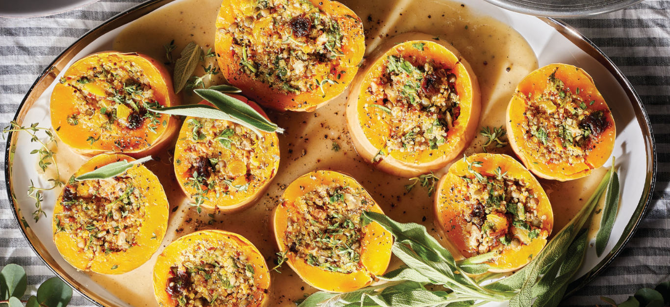Quinoa-Stuffed Butternut Squash with Savory Gravy