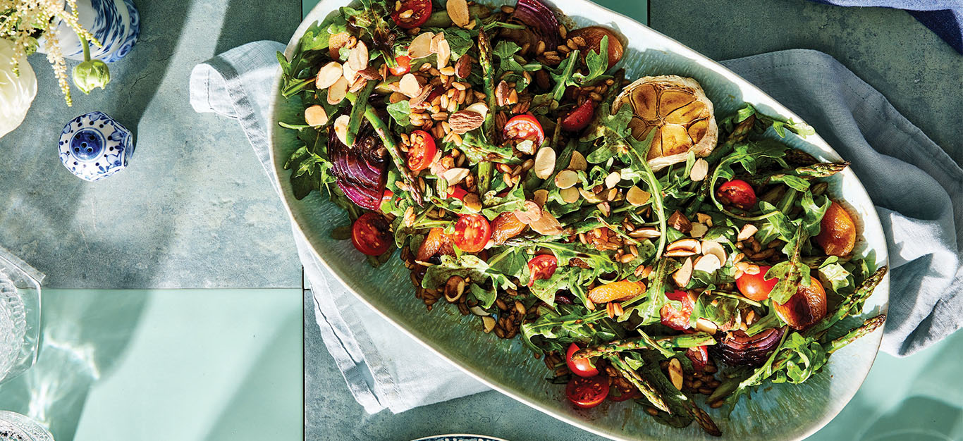 Grilled Asparagus Salad with Dried Apricots and Almonds