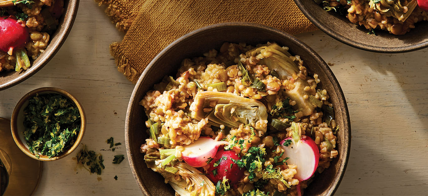 Steel-Cut Oat Risotto with Leeks and Artichokes