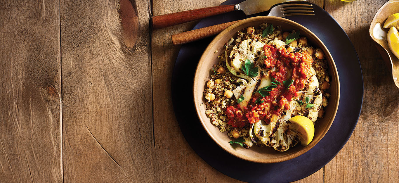 Grilled Cauliflower Steaks with Muhammara