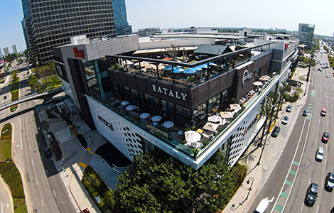 Aerial view of the Los Angeles location of Eataly