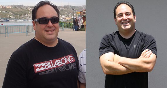 Angel Sanchez before and after a plant-based diet