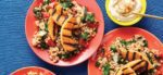 Farro Pilaf with Veggies and Blackened Melon