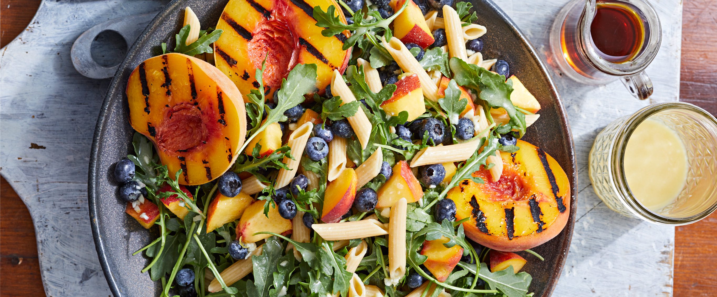 Grilled Peach and Blueberry Pasta Salad