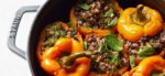 Vegan Stuffed Peppers with Lentils and Herbed Rice