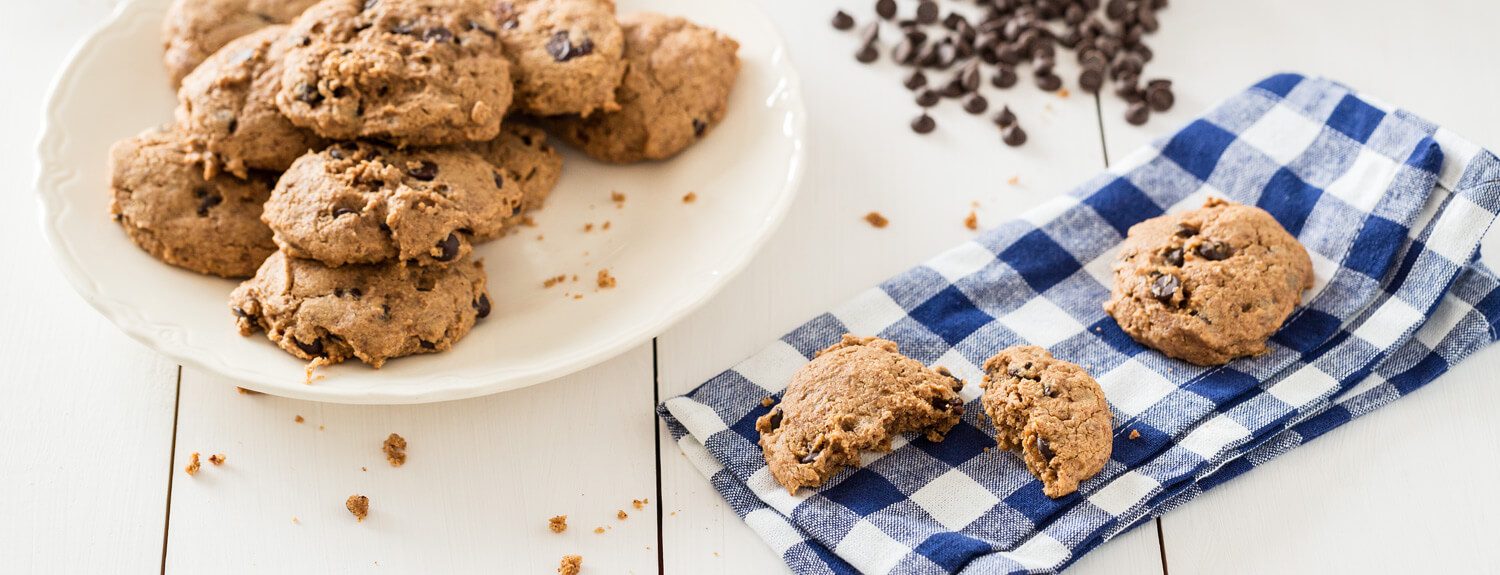 Even though they are soft-baked, these vegan chocolate chip cookies are not cake-like at all (as lower-fat cookies tend to be). They're delicious!