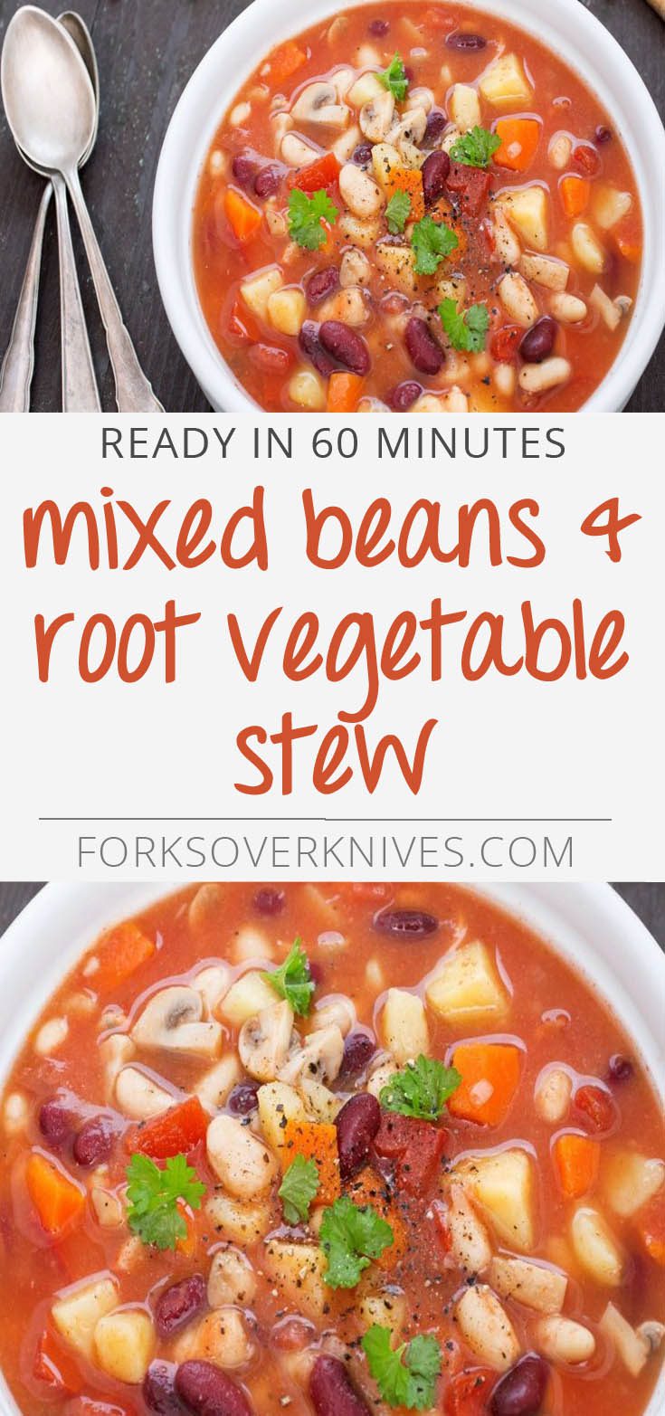 Mixed Beans and Root Vegetable Stew PlantBased Vegan Recipe