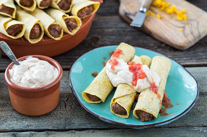 Orange Black Bean Taquitos