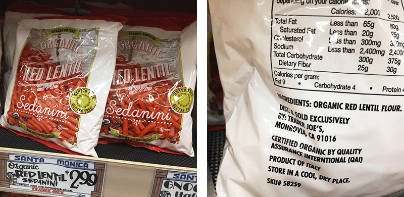 Red Lentil Pasta at Trader Joe's