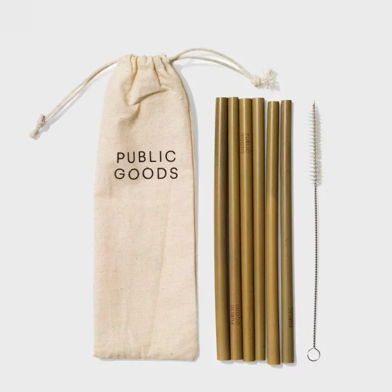 BAMBOO STRAWS WITH A BRUSH CLEANER AND CLOTH POUCH