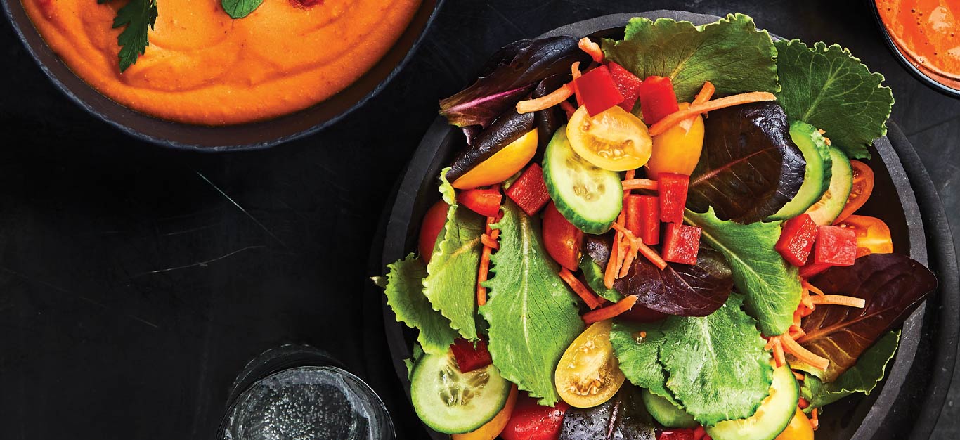 Rainbow Veggie Salad with Creamy Harissa Dressing Recipe