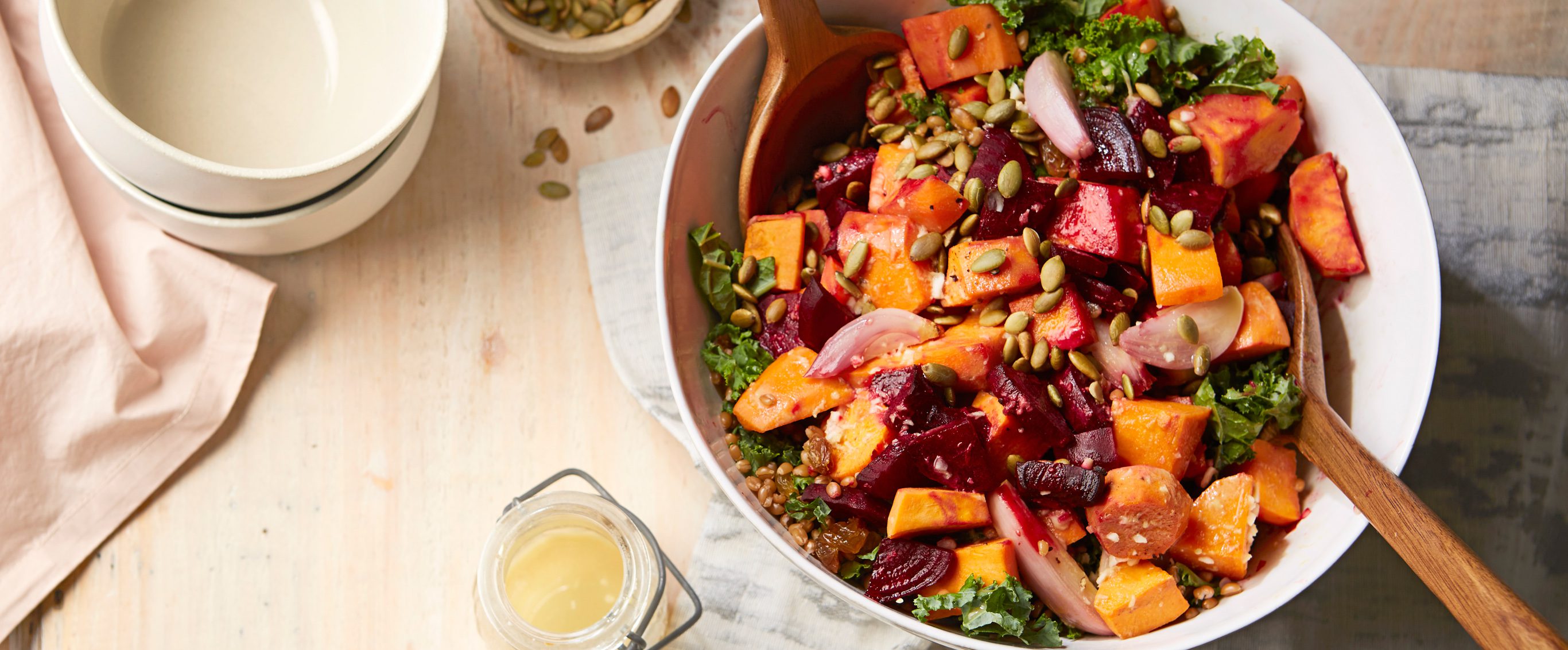 Wheat Berry and Roasted Vegetable Salad with Kale for Wordpress