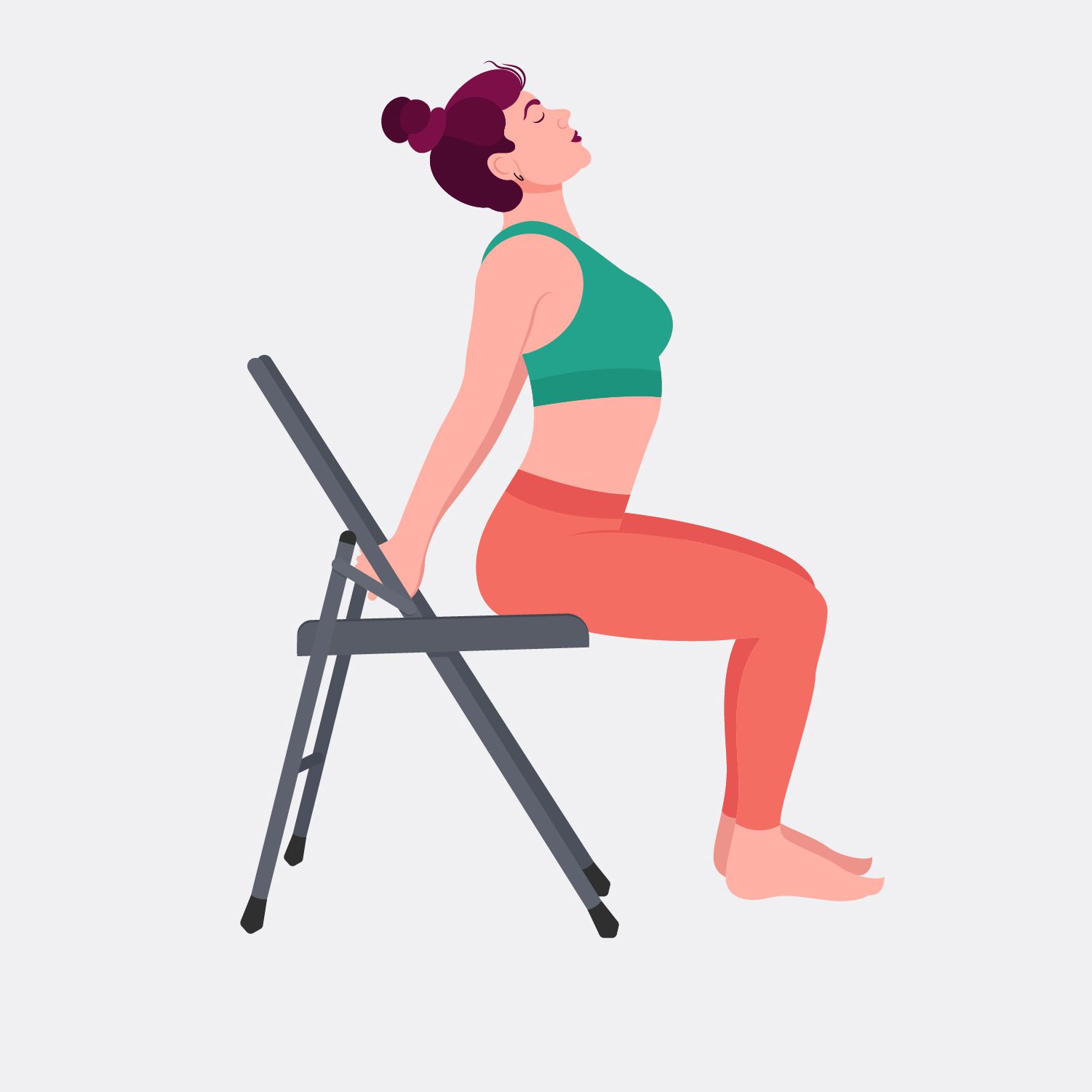 illustration of woman in chair doing a seated chest opening stretch