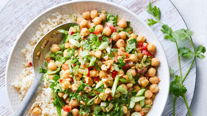 Thai Green Curry Chickpeas with Spinach