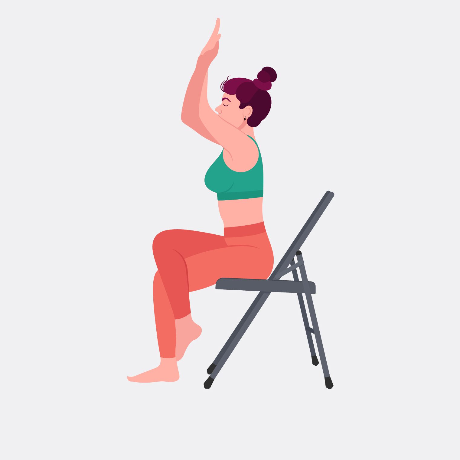 illustration of woman in chair doing a seated eagle stretch