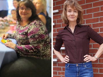 Eugenie Carroll shown before and after weight loss