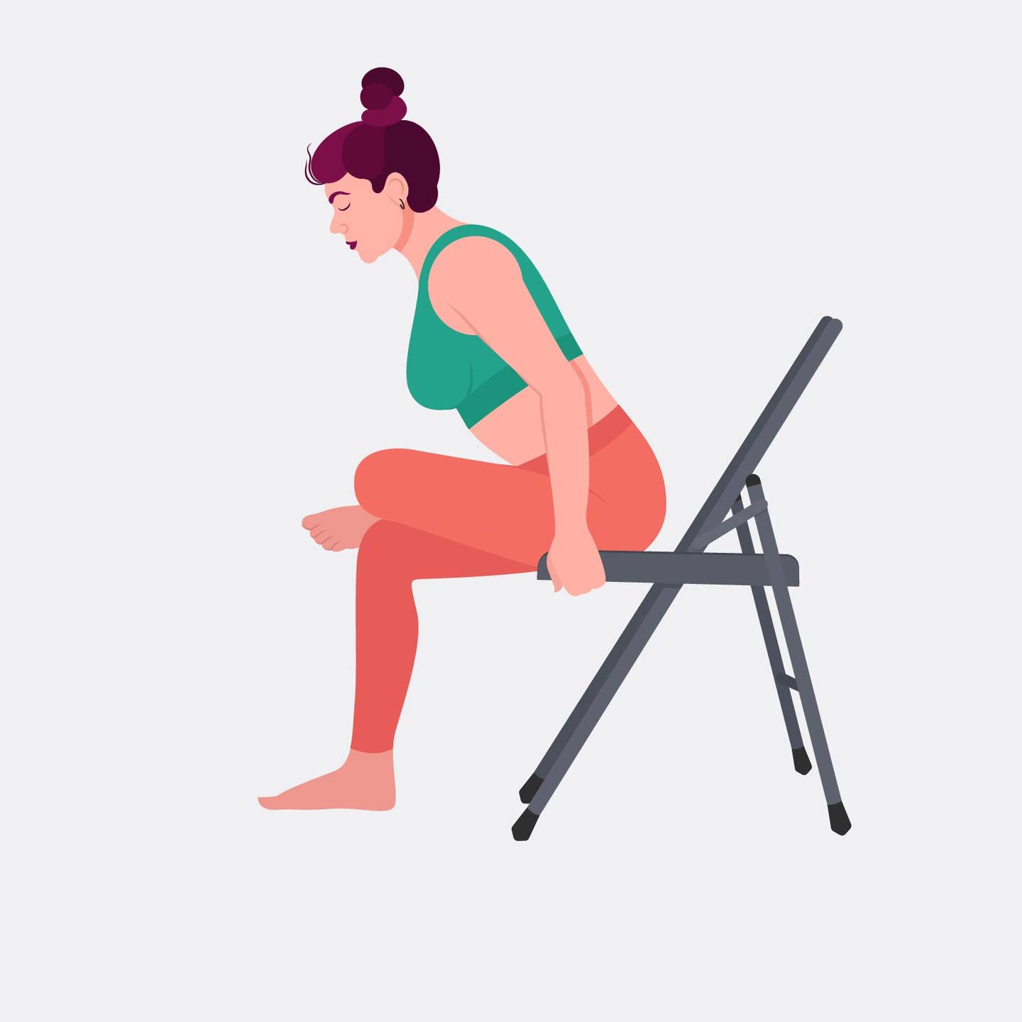 illustration of woman in chair doing a seated figure four stretch