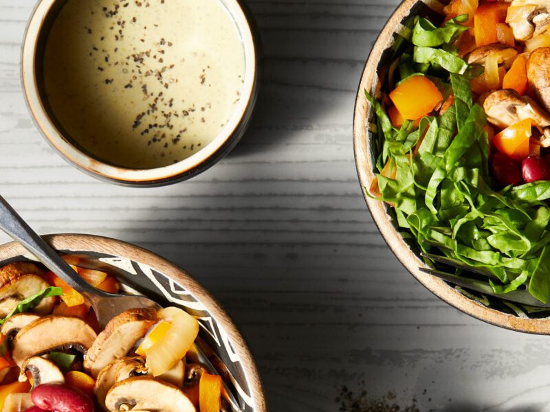 a Buddha Bowl with Orzo Pasta and an assortment of veggies
