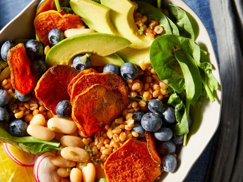 blueberry bowls with Orange Vinaigrette