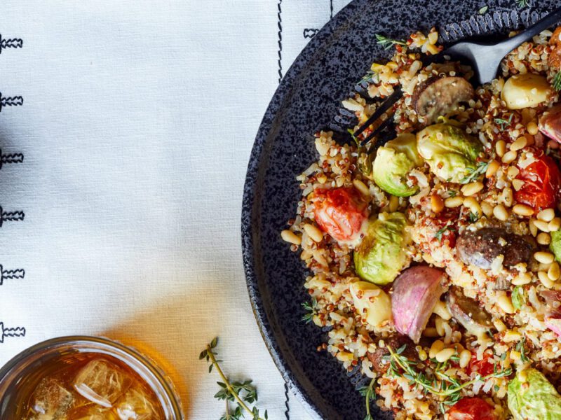warm vegetable mixed grain salad