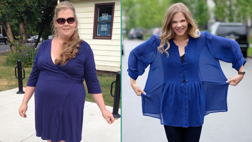 Andrea Sereda Before and After Losing Weight on a Plant-Based Diet and overcoming fatty liver disease