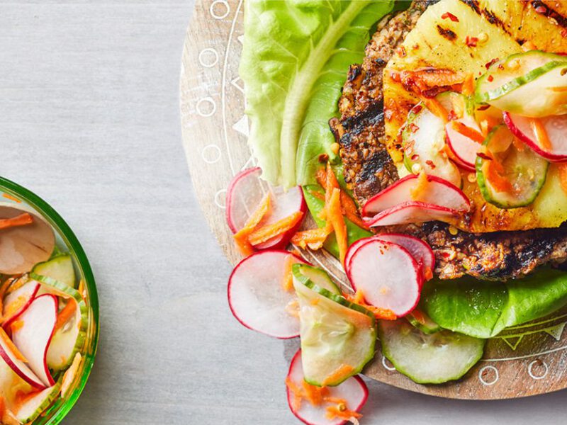 Teriyaki Burger with carrot pickle