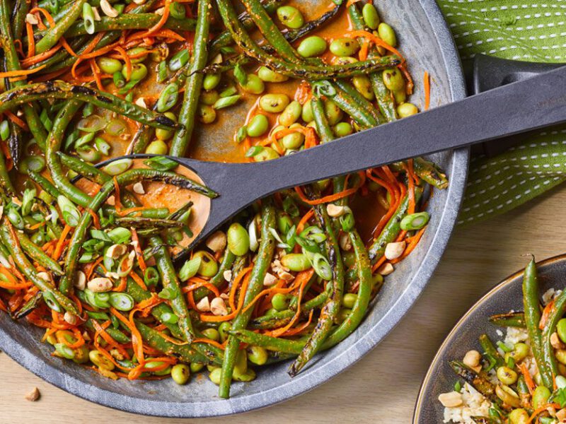 curried blistered green beans