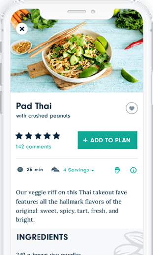 Phone displaying Meal Planner