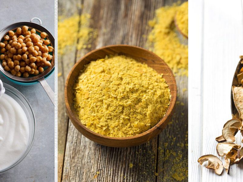 vegan substitutions ingredient swaps - aquafaba nutritional yeast dried mushrooms