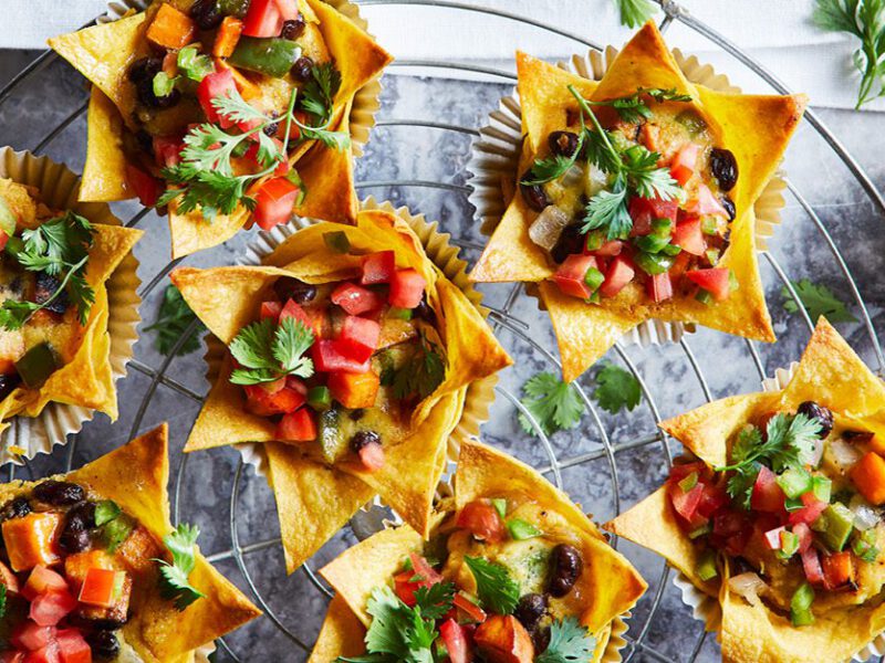 tostadas made in a muffin tin