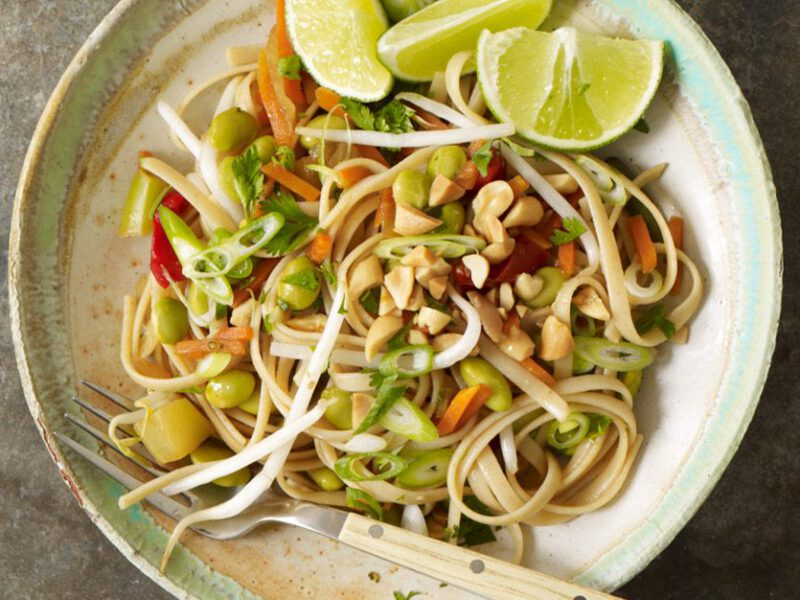 thai noodles with edamame